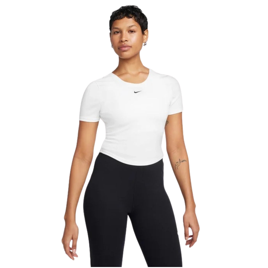 Nike Tight Scoop-Back Short-Sleeve Mini-Rib Tan Top M
