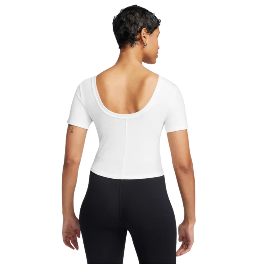 Nike Tight Scoop-Back Short-Sleeve Mini-Rib Tan Top M
