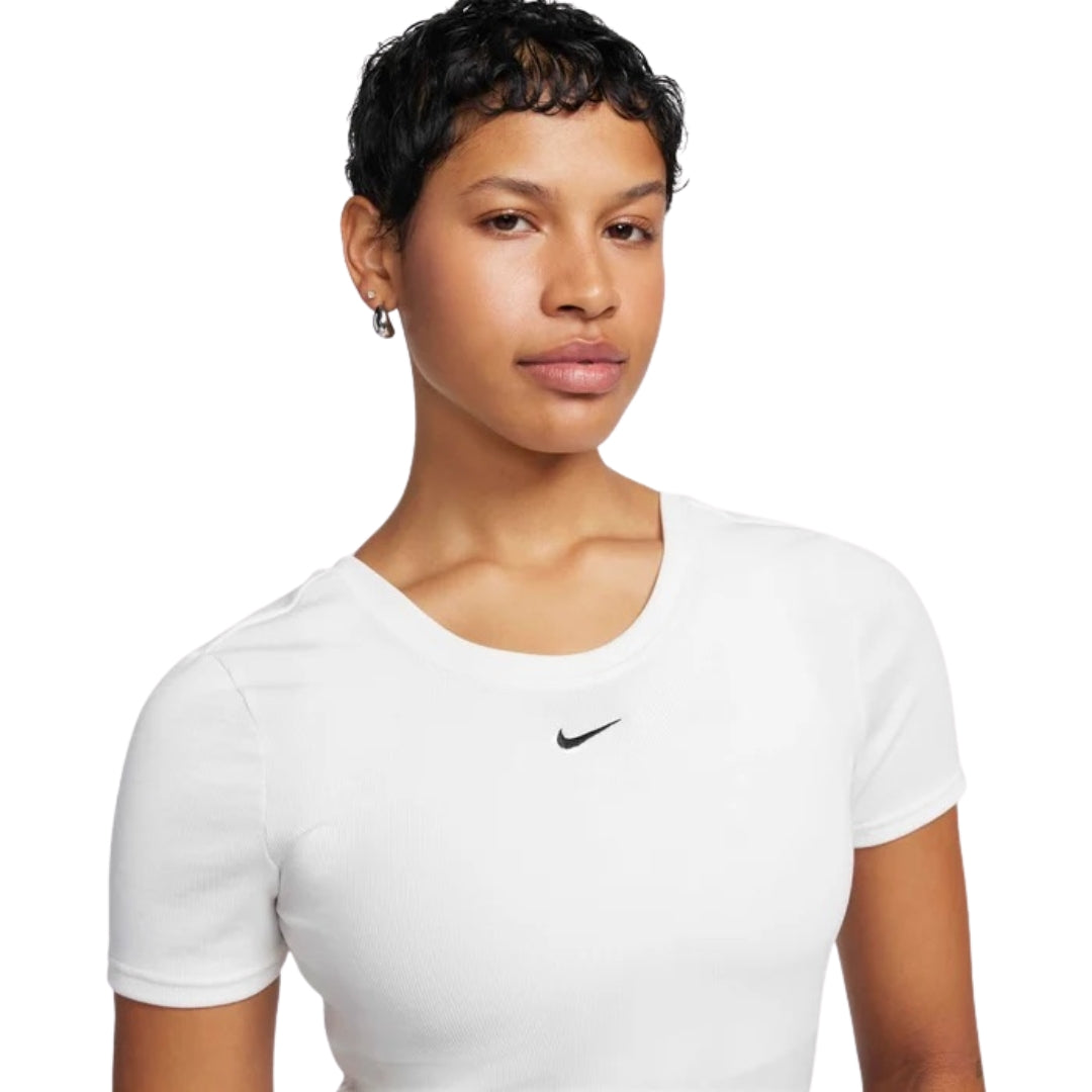 Nike Tight Scoop-Back Short-Sleeve Mini-Rib Tan Top M