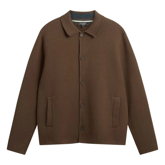 Ted Baker Freder Heavy Knitted Khaki Cardigan Jacket