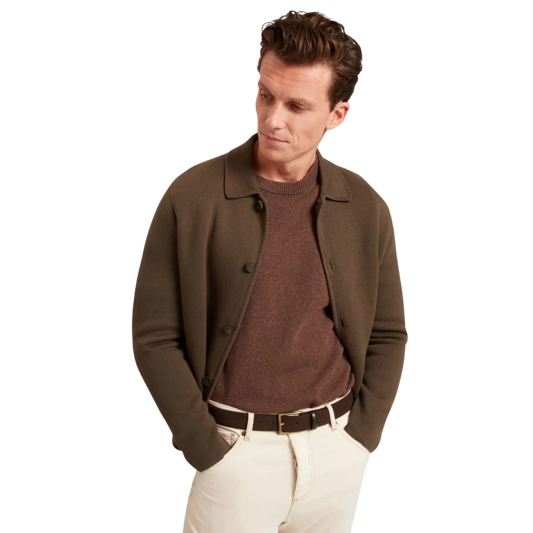 Ted Baker Freder Heavy Knitted Khaki Cardigan Jacket