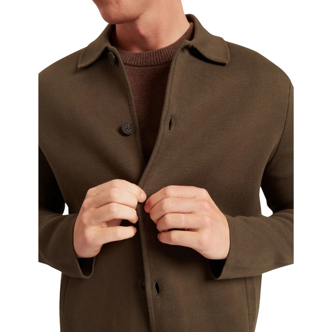 Ted Baker Freder Heavy Knitted Khaki Cardigan Jacket