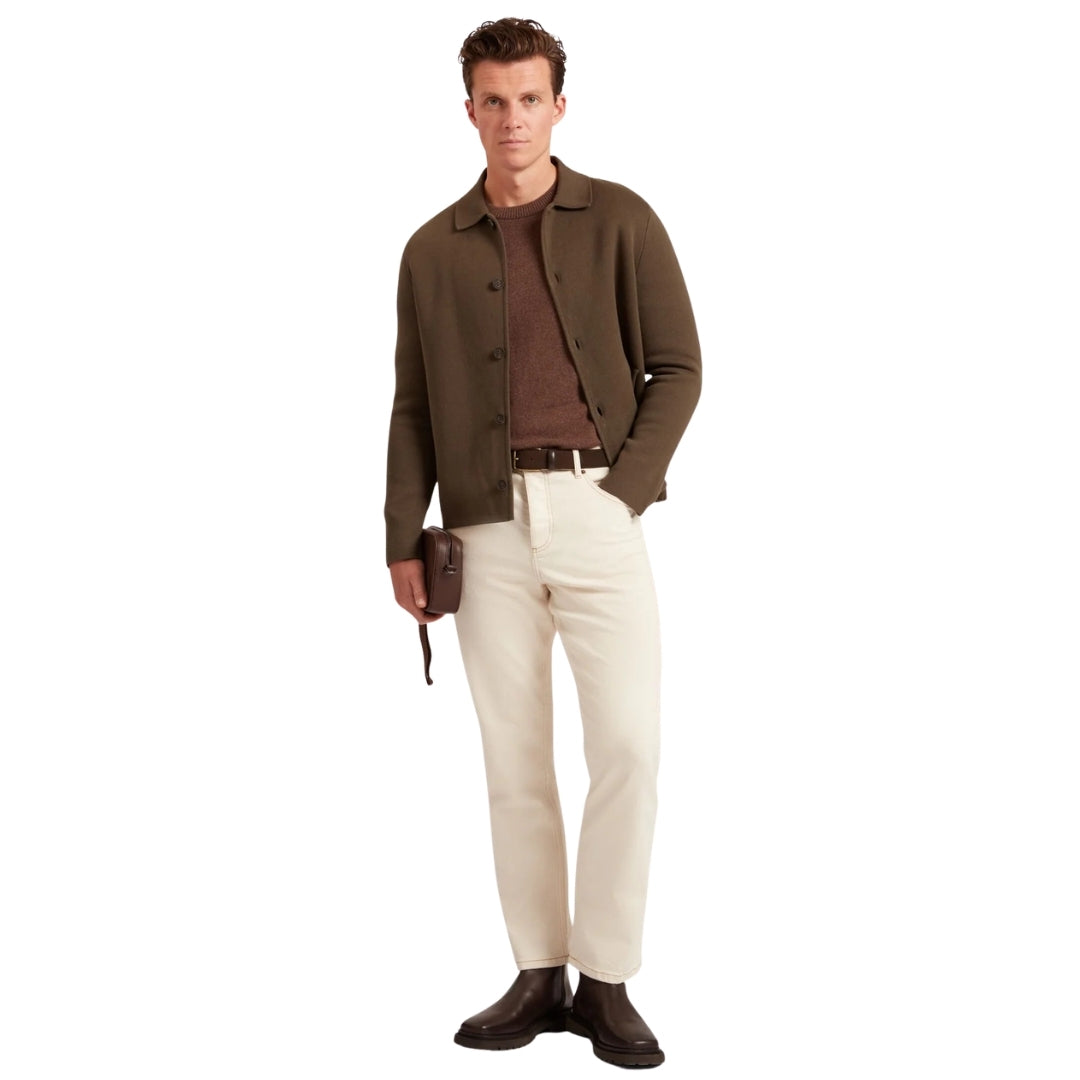 Ted Baker Freder Heavy Knitted Khaki Cardigan Jacket