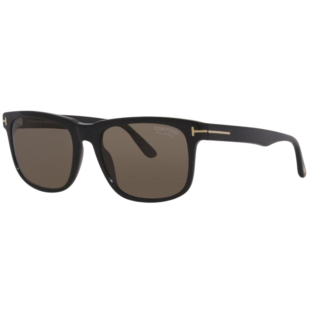Tom Ford Stephenson Brown Polarized Lens Shiny Black Sunglasses One Size