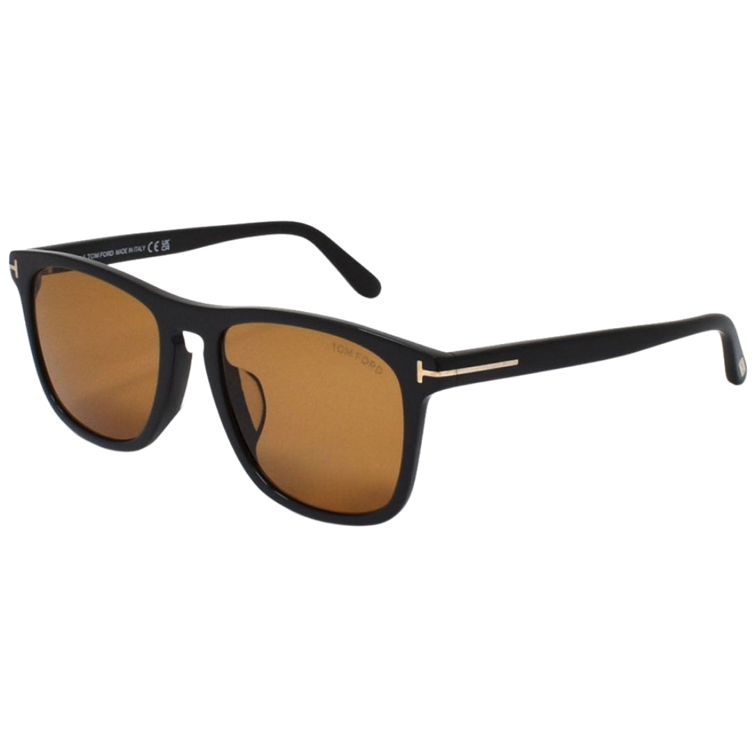 Tom Ford Brown Lens Shiny Black Thin Framed Sunglasses One Size