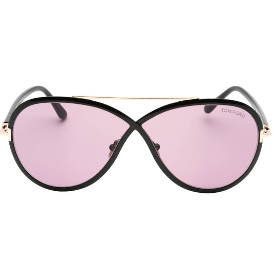 Tom Ford Rickie Violet Lens Shiny Black Sunglasses