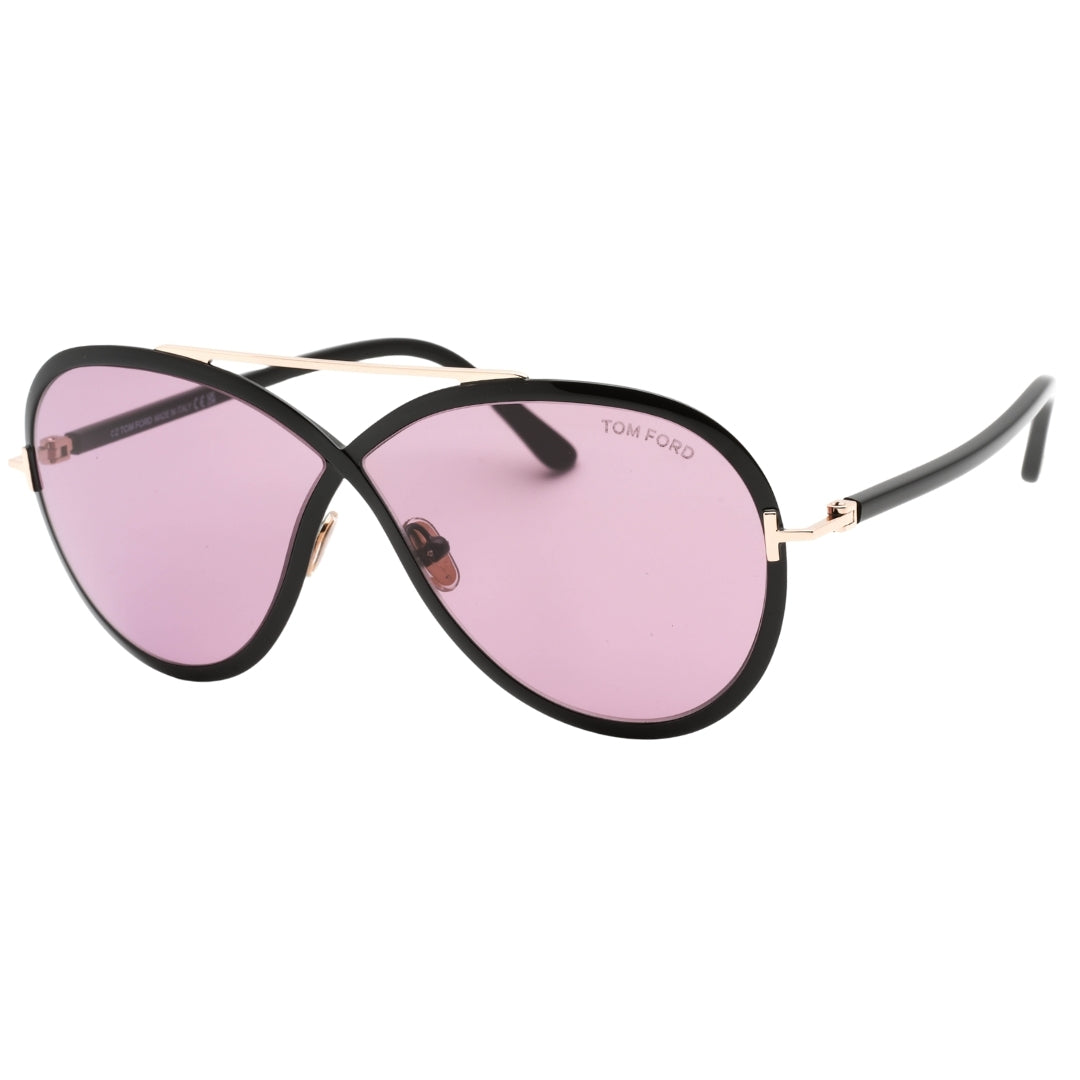 Tom Ford Rickie Violet Lens Shiny Black Sunglasses