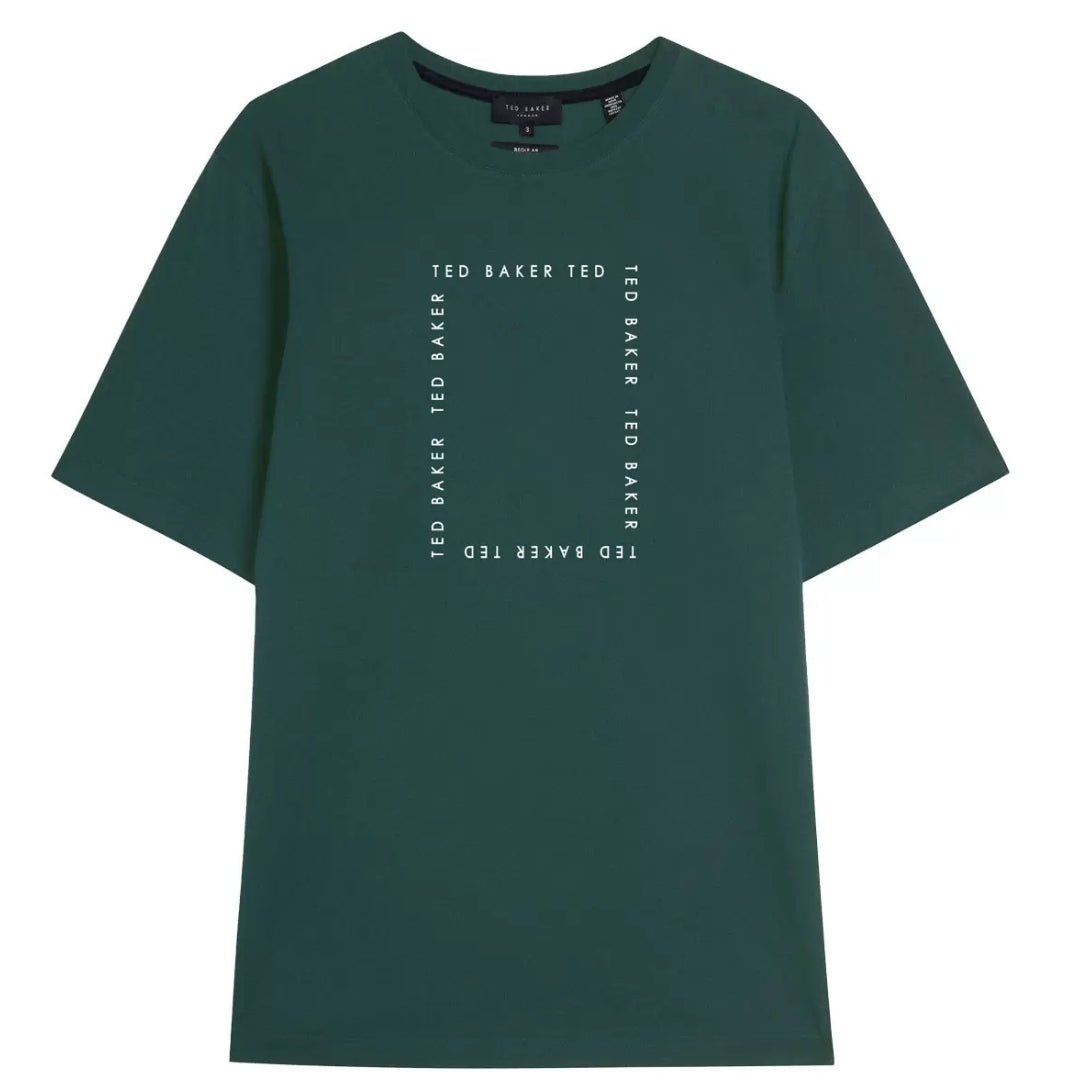 Ted Baker Fyn Box Print Dark Green T-Shirt