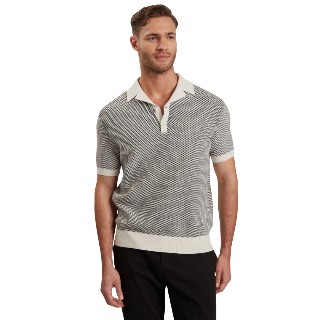 Ted Baker Gregry Small Stitch Natural Knitted Polo Shirt