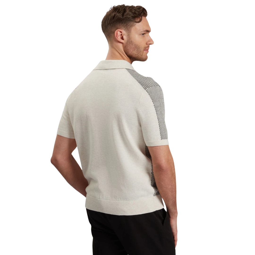 Ted Baker Gregry Small Stitch Natural Knitted Polo Shirt