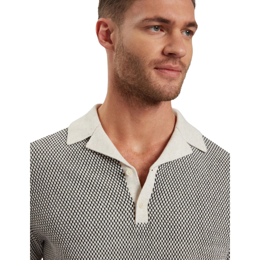 Ted Baker Gregry Small Stitch Natural Knitted Polo Shirt