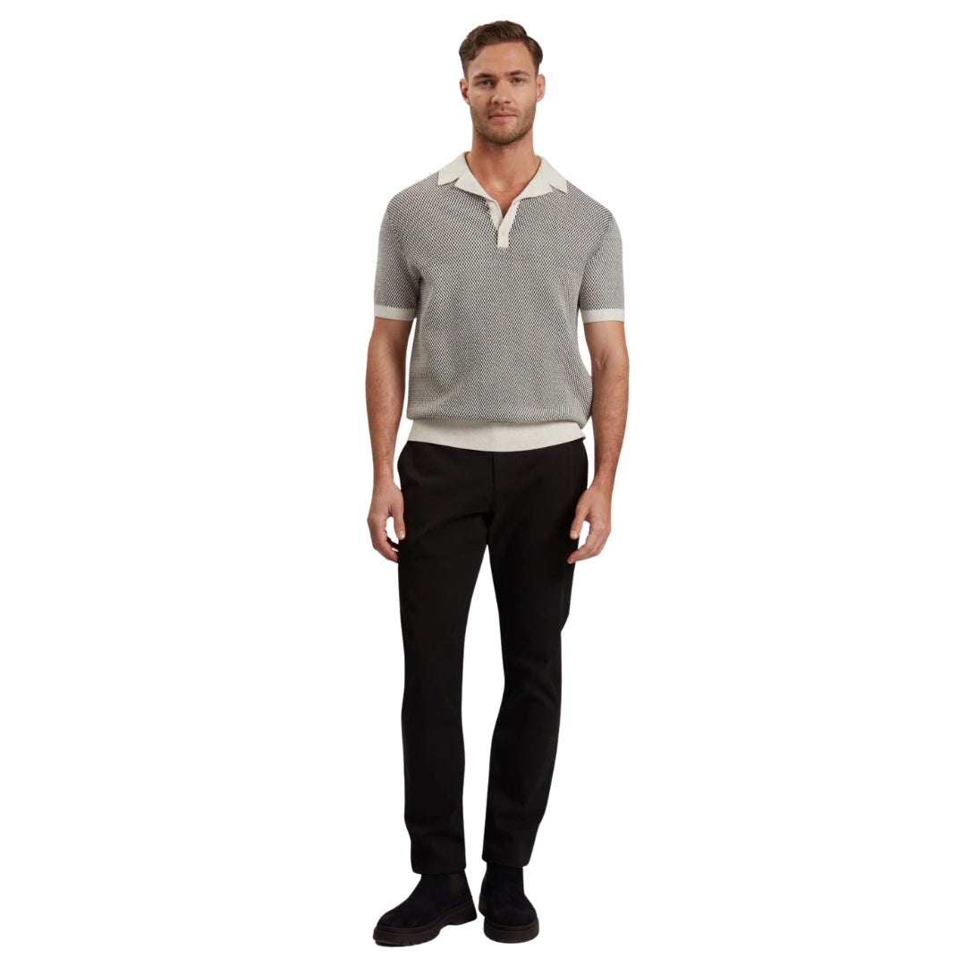 Ted Baker Gregry Small Stitch Natural Knitted Polo Shirt
