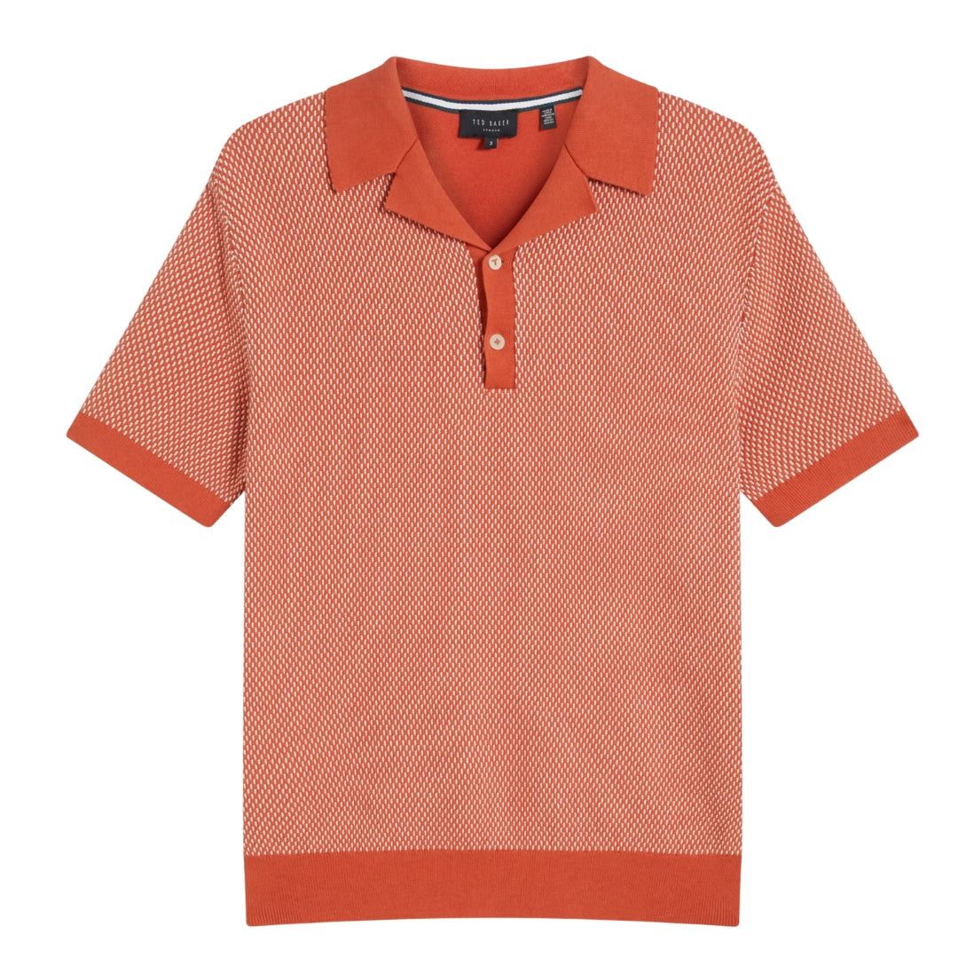 Ted Baker Gregry Small Stitch Red Knitted Polo