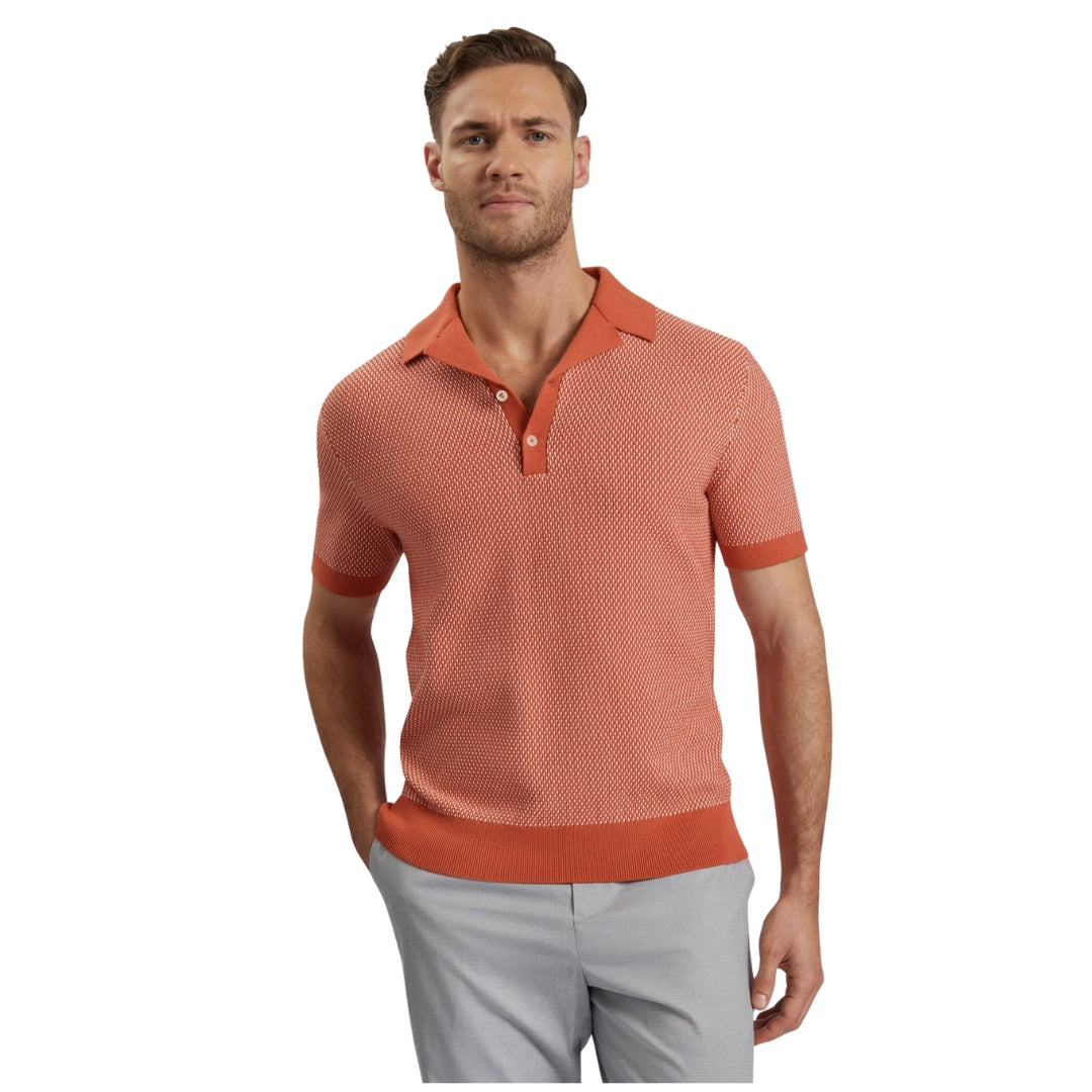 Ted Baker Gregry Small Stitch Red Knitted Polo