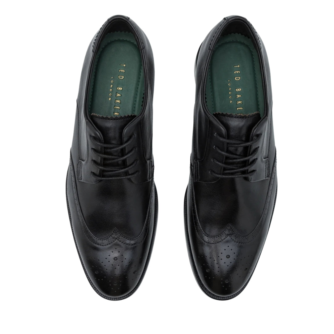 Ted Baker Hackney Wing Toe Brogue Detail Black Shoes