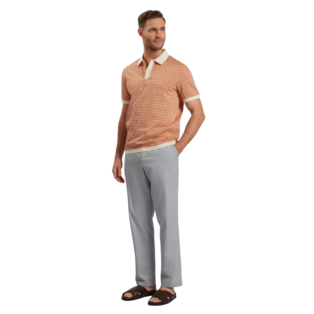 Ted Baker Hamishs Jacquard Stripe Geo Camel Polo Shirt