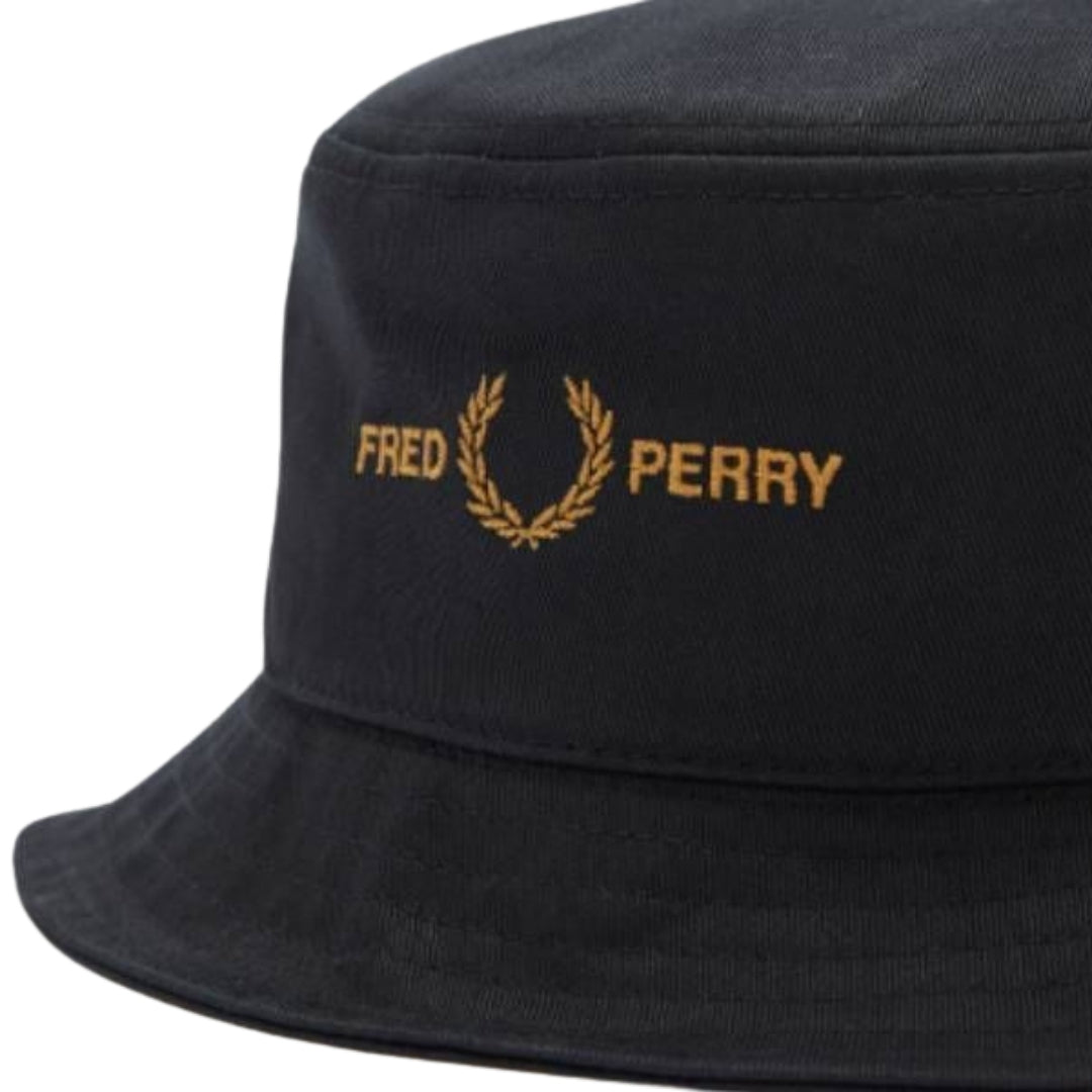 Fred Perry Multiple Logos Black Bucket Hat