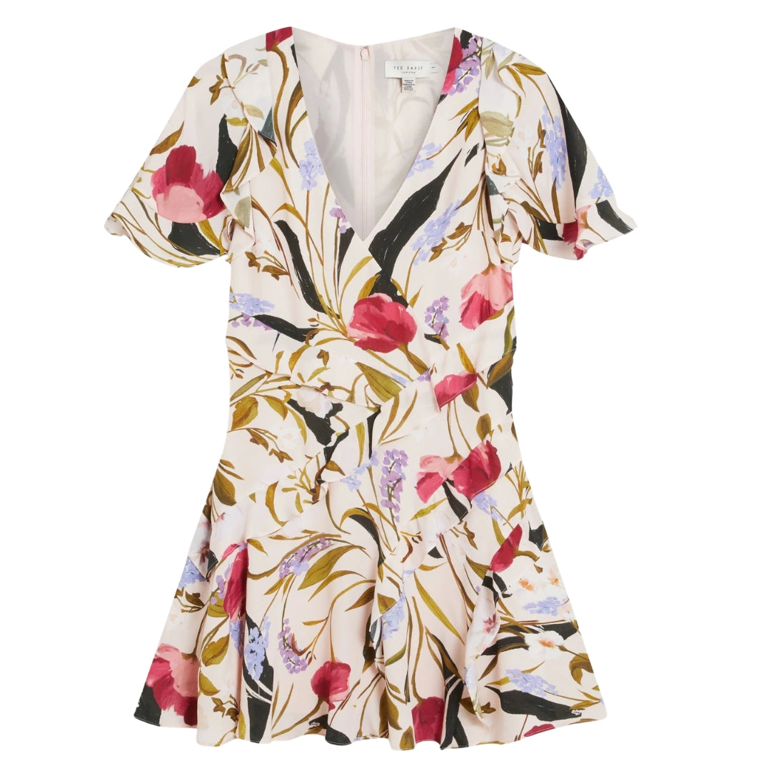 Ted Baker Issiia Frill Detail Pale Pink Mini Dress
