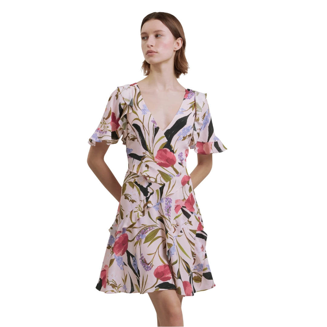 Ted Baker Issiia Frill Detail Pale Pink Mini Dress