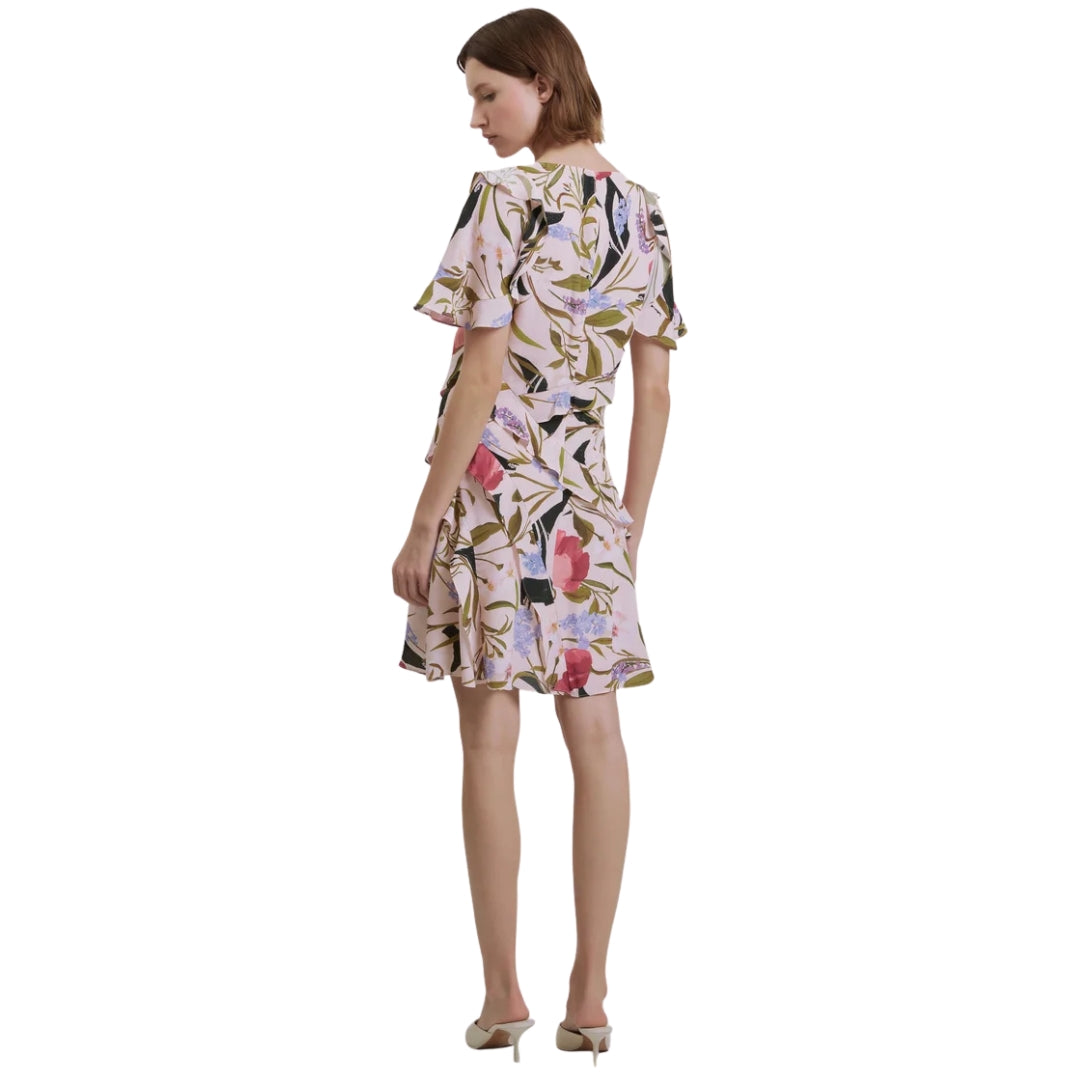 Ted Baker Issiia Frill Detail Pale Pink Mini Dress