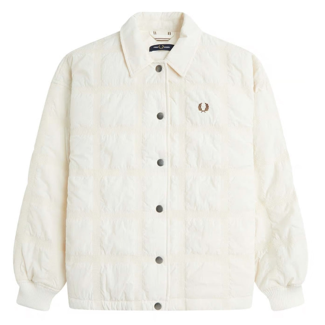 Fred Perry Snap Button Quilted Cream Bomber Jacket 6