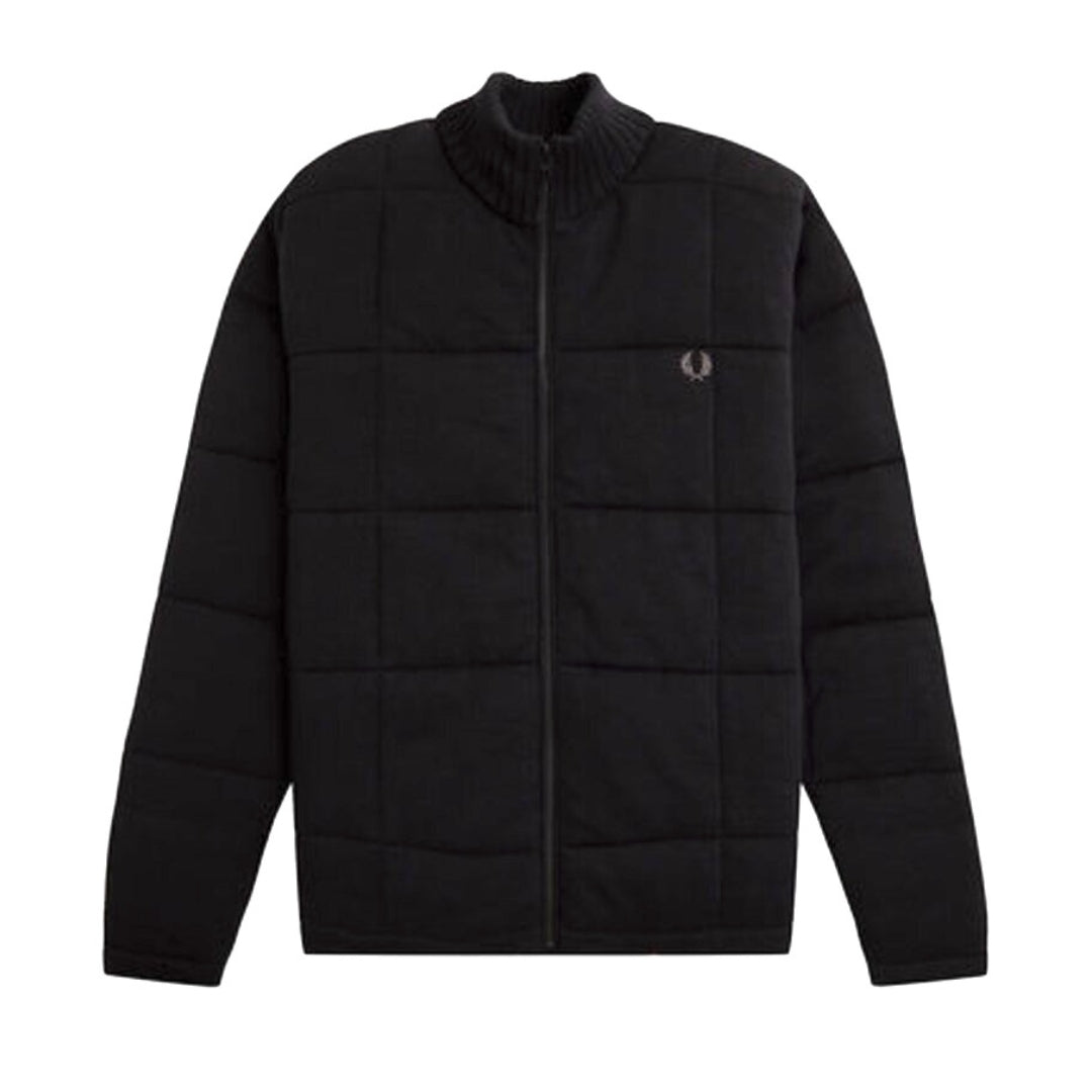 Fred Perry Quilted Knitted Black Jacket S