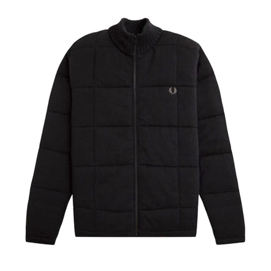 Fred Perry Quilted Knitted Black Jacket S