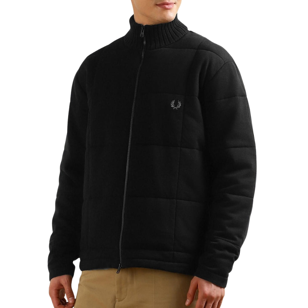 Fred Perry Quilted Knitted Black Jacket S