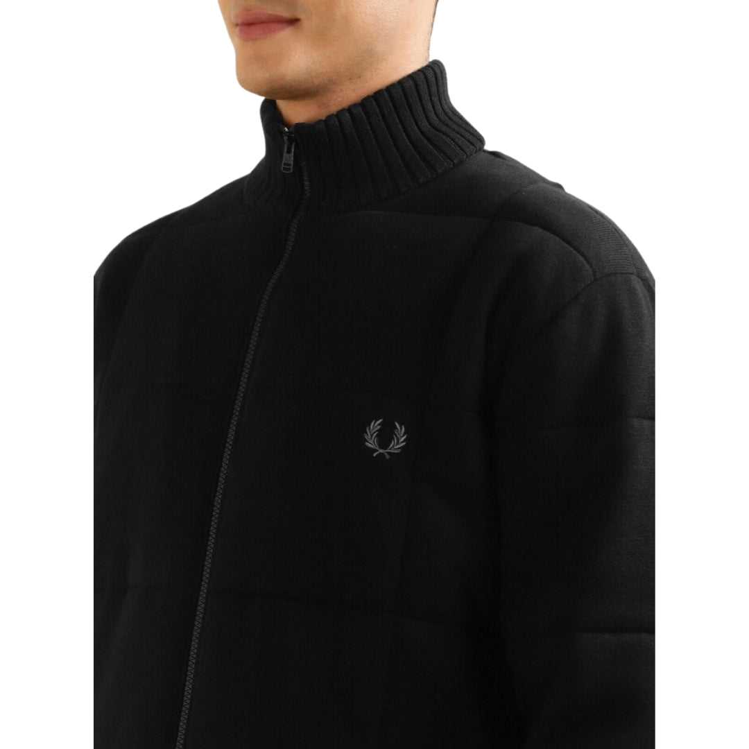 Fred Perry Quilted Knitted Black Jacket S