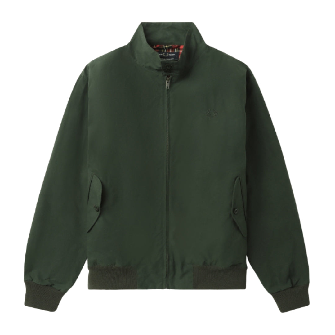 Fred Perry Made In England Waxed Night Green Harrington Jacket XS