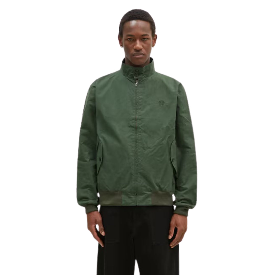 Fred Perry Made In England Waxed Night Green Harrington Jacket XS