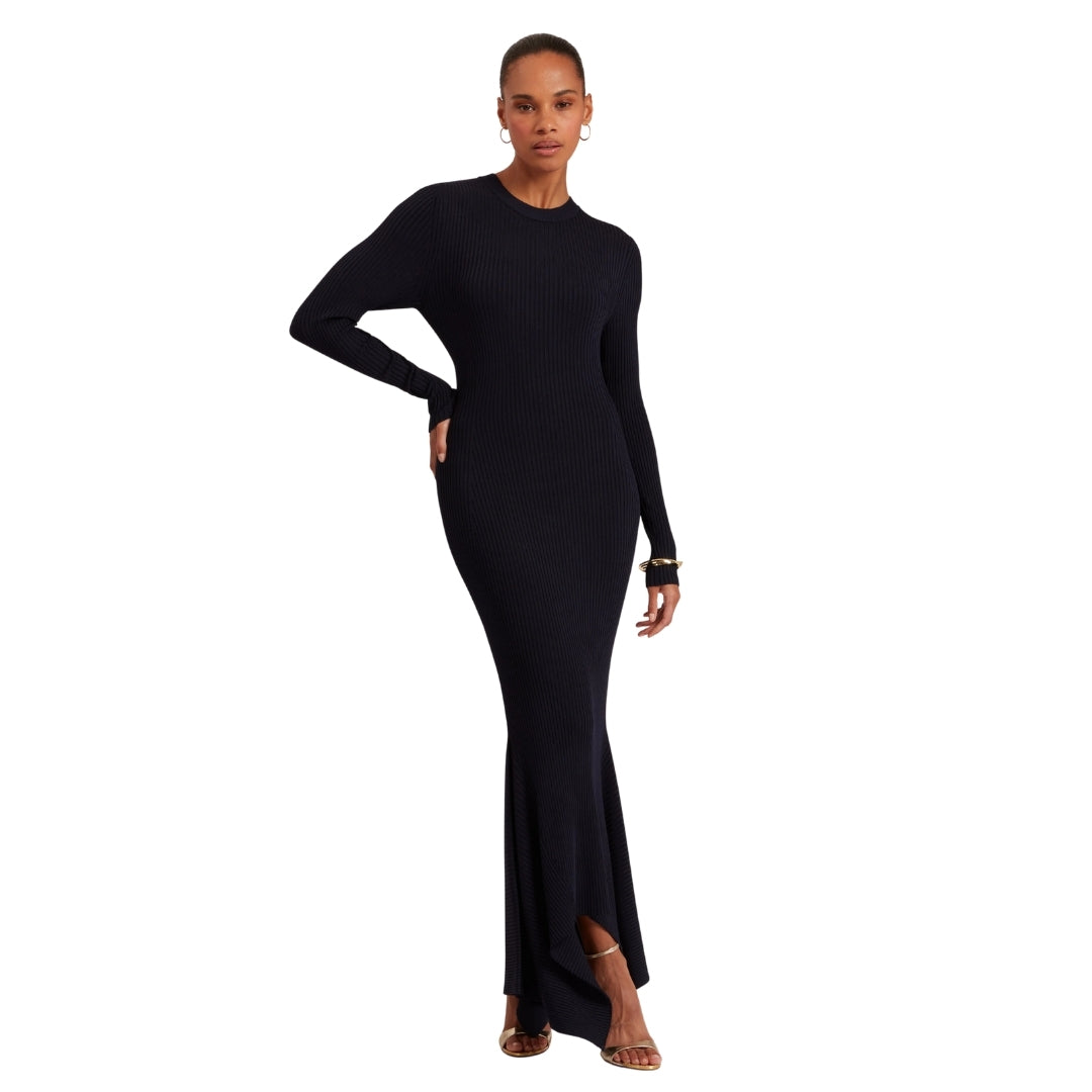 Ted Baker Jenings Long Sleeve Rib Knit Navy Midi Dress
