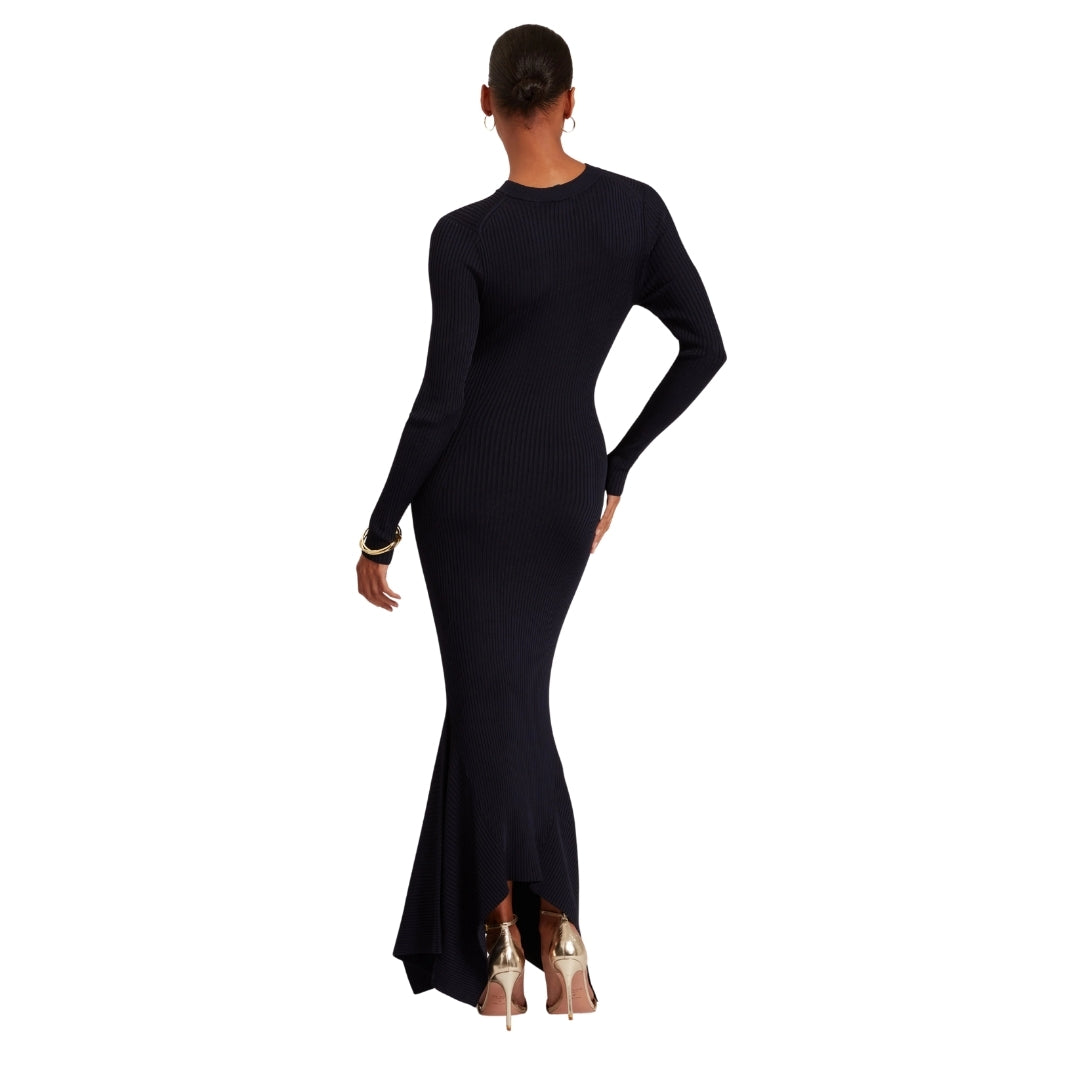 Ted Baker Jenings Long Sleeve Rib Knit Navy Midi Dress