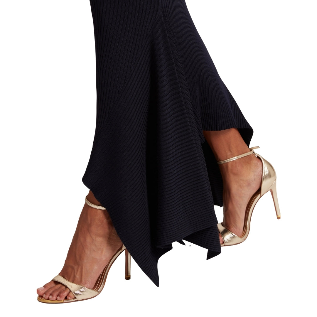 Ted Baker Jenings Long Sleeve Rib Knit Navy Midi Dress
