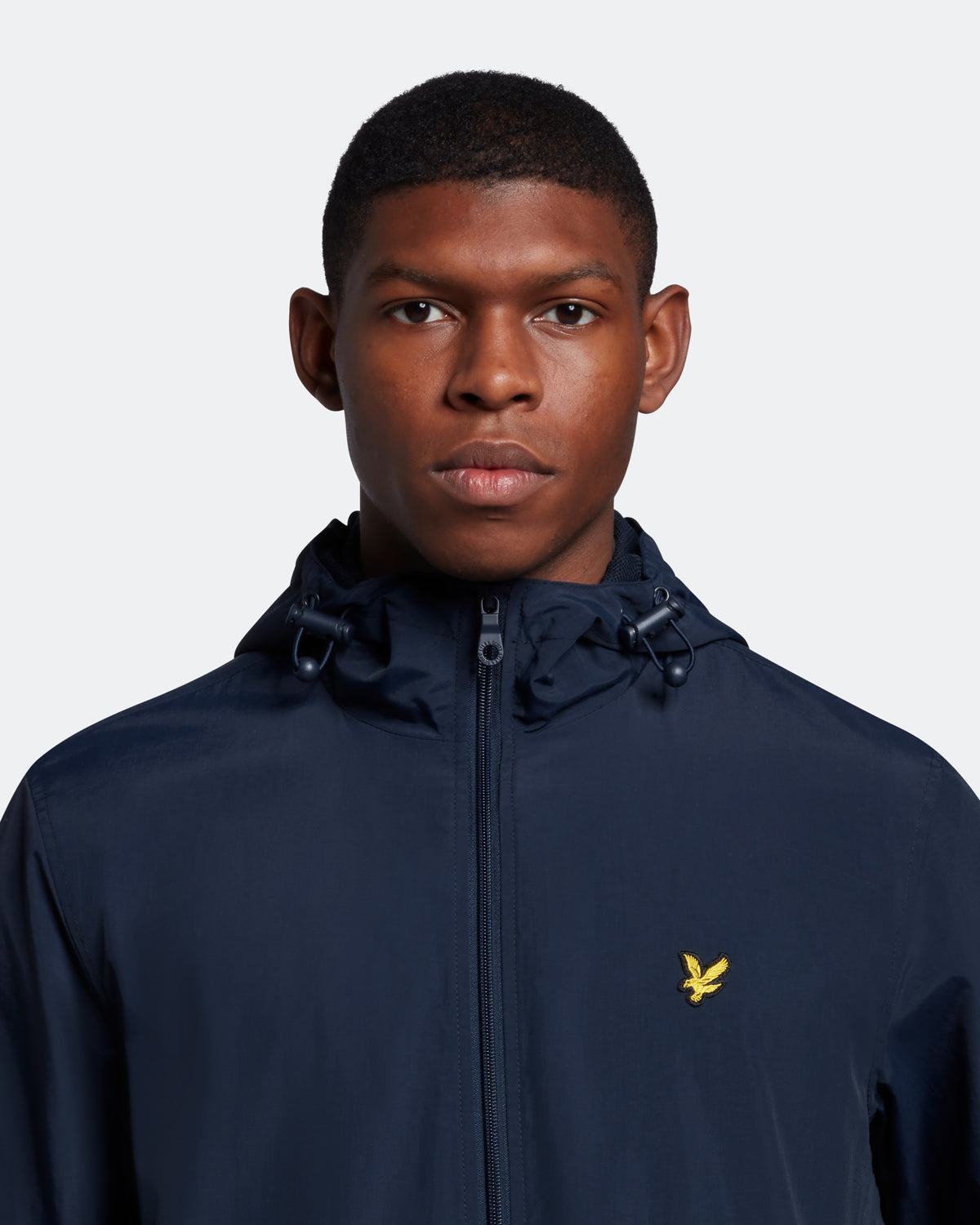 Lyle & Scott Branded Navy Blue Hooded Short Lightweight Jacket