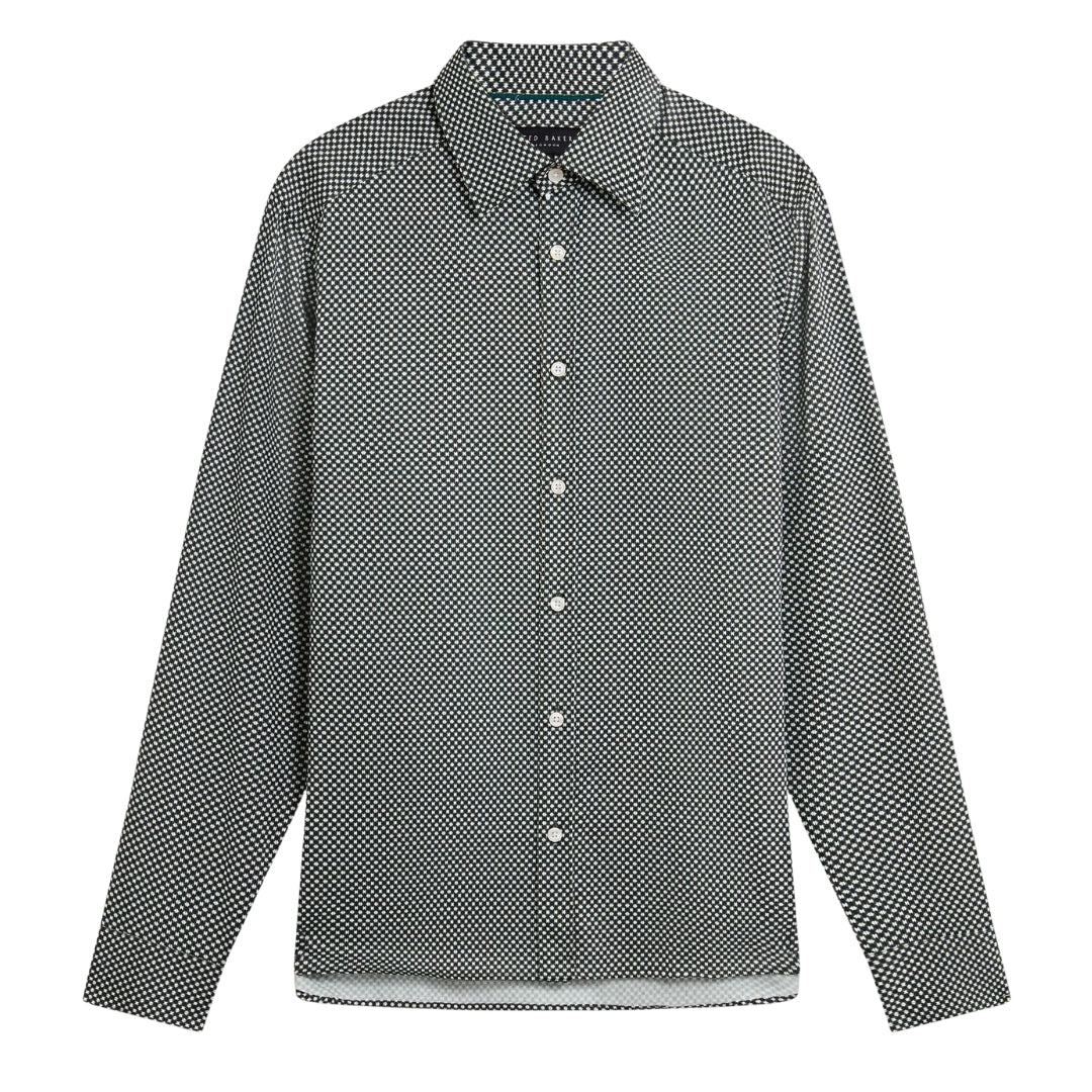 Ted Baker Jozef Mini Geo Print Khaki Shirt