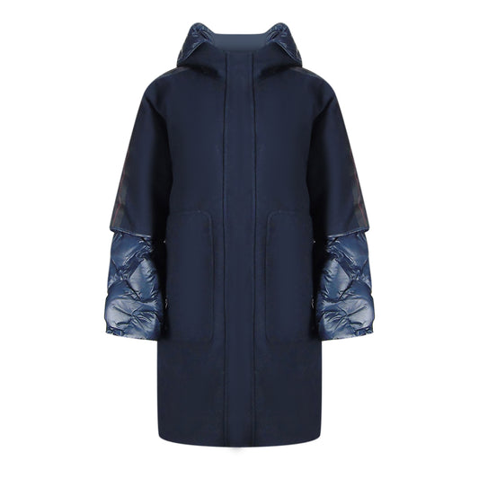 Parajumpers Joy Navy Blue Oversize Long Hooded Down Jacket S