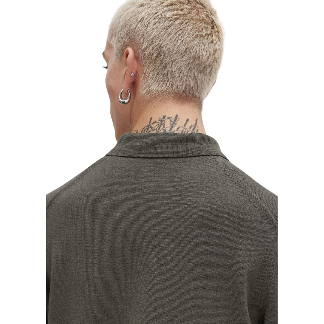 Fred Perry Plain Field Green Long Sleeve Knitted Polo S