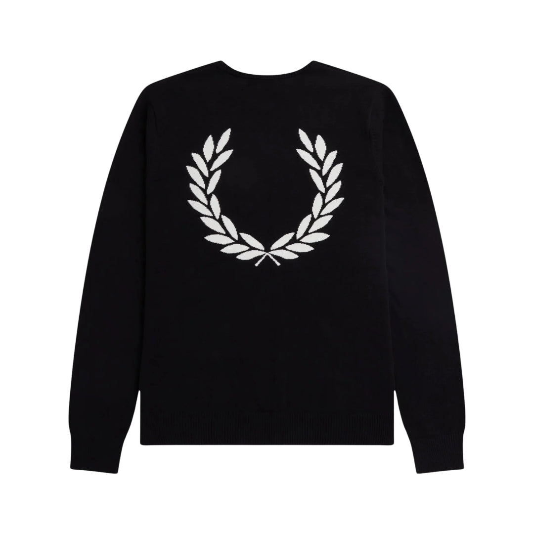 Fred Perry Graphic Laurel Wreath Black Jumper XS