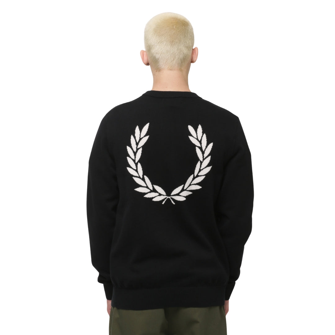 Fred Perry Graphic Laurel Wreath Black Jumper XS