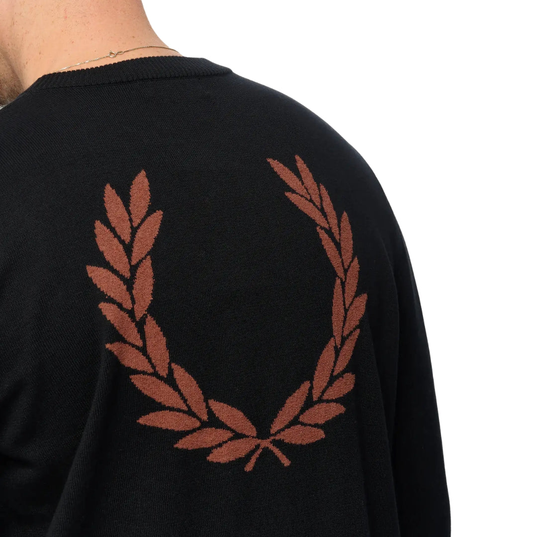 Fred Perry Boucle Laurel Wreath Black Jumper XXL