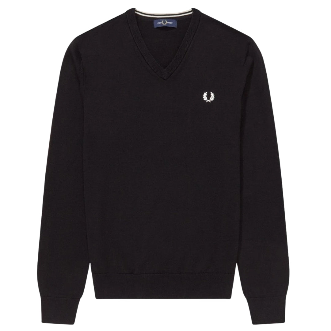 Fred Perry Classic V-Neck Black Jumper XS