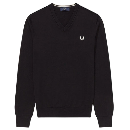 Fred Perry Classic V-Neck Black Jumper XS