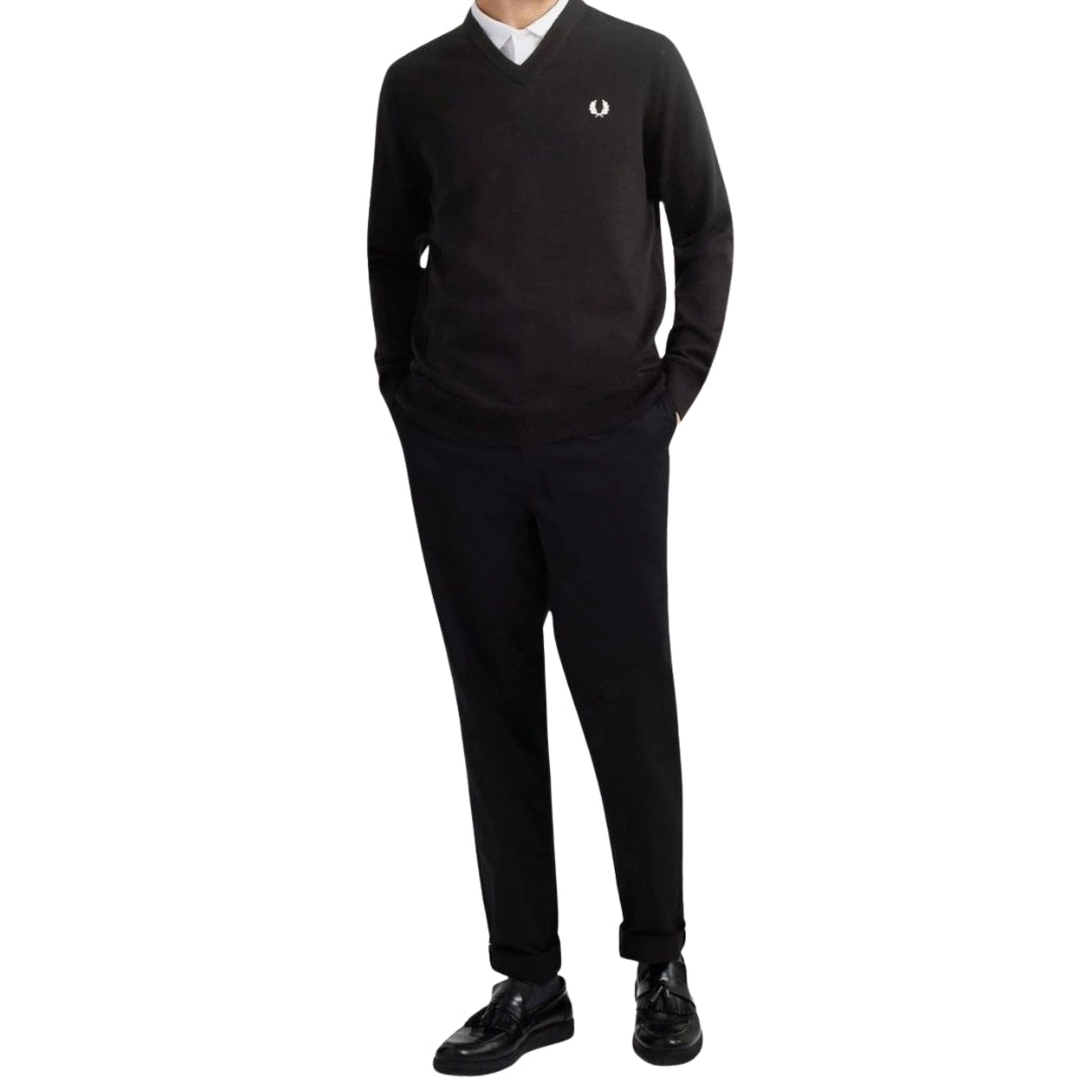 Fred Perry Classic V-Neck Black Jumper XS