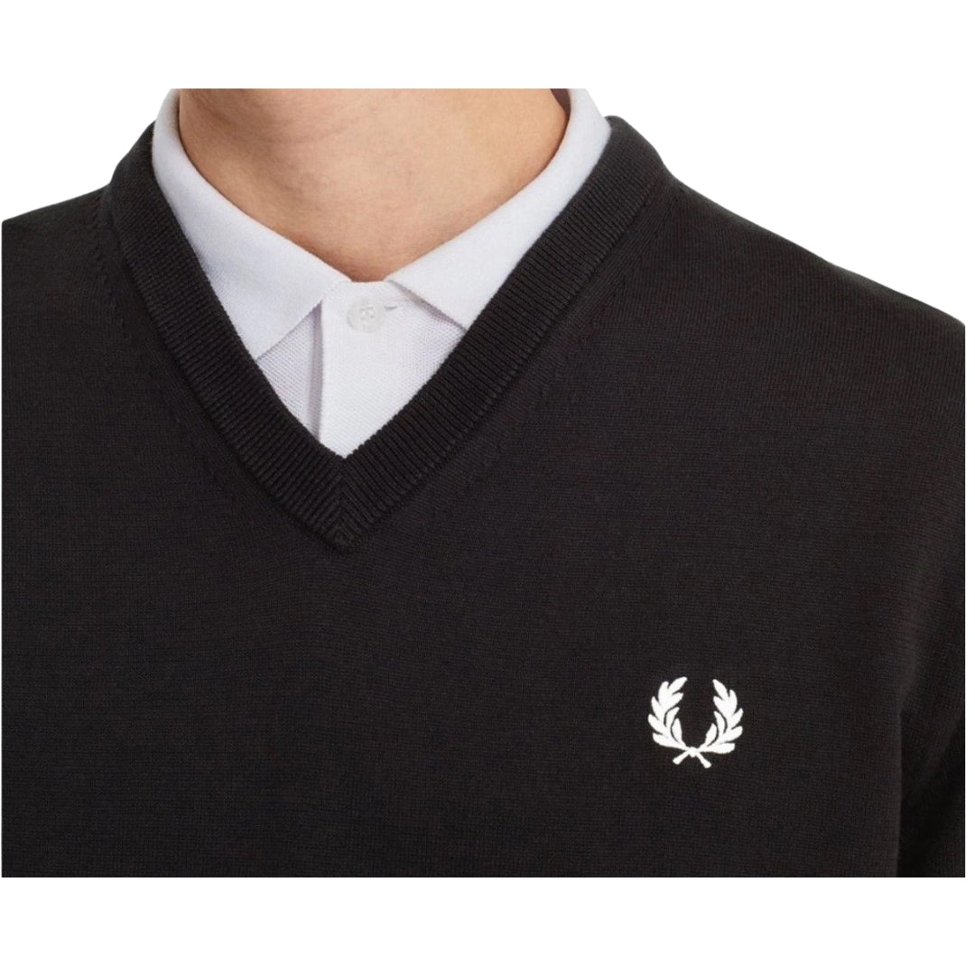 Fred Perry Classic V-Neck Black Jumper XS