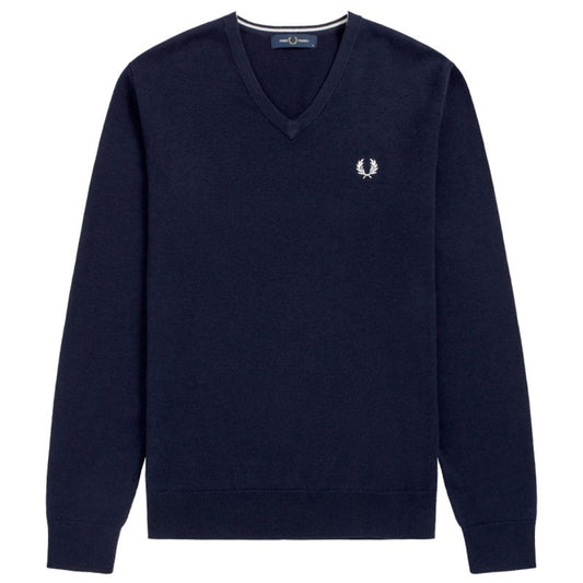 Fred Perry Classic V-Neck Navy Blue Jumper XS