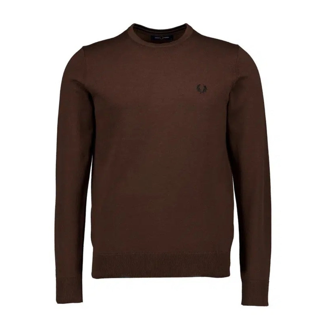 Fred Perry Burnt Tobacco Classic Crewneck Jumper S