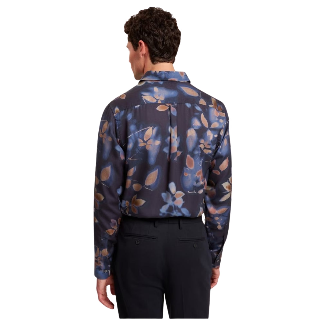 Ted Baker Kalmill Regular Fit Leaf Shadow Print Navy Shirt