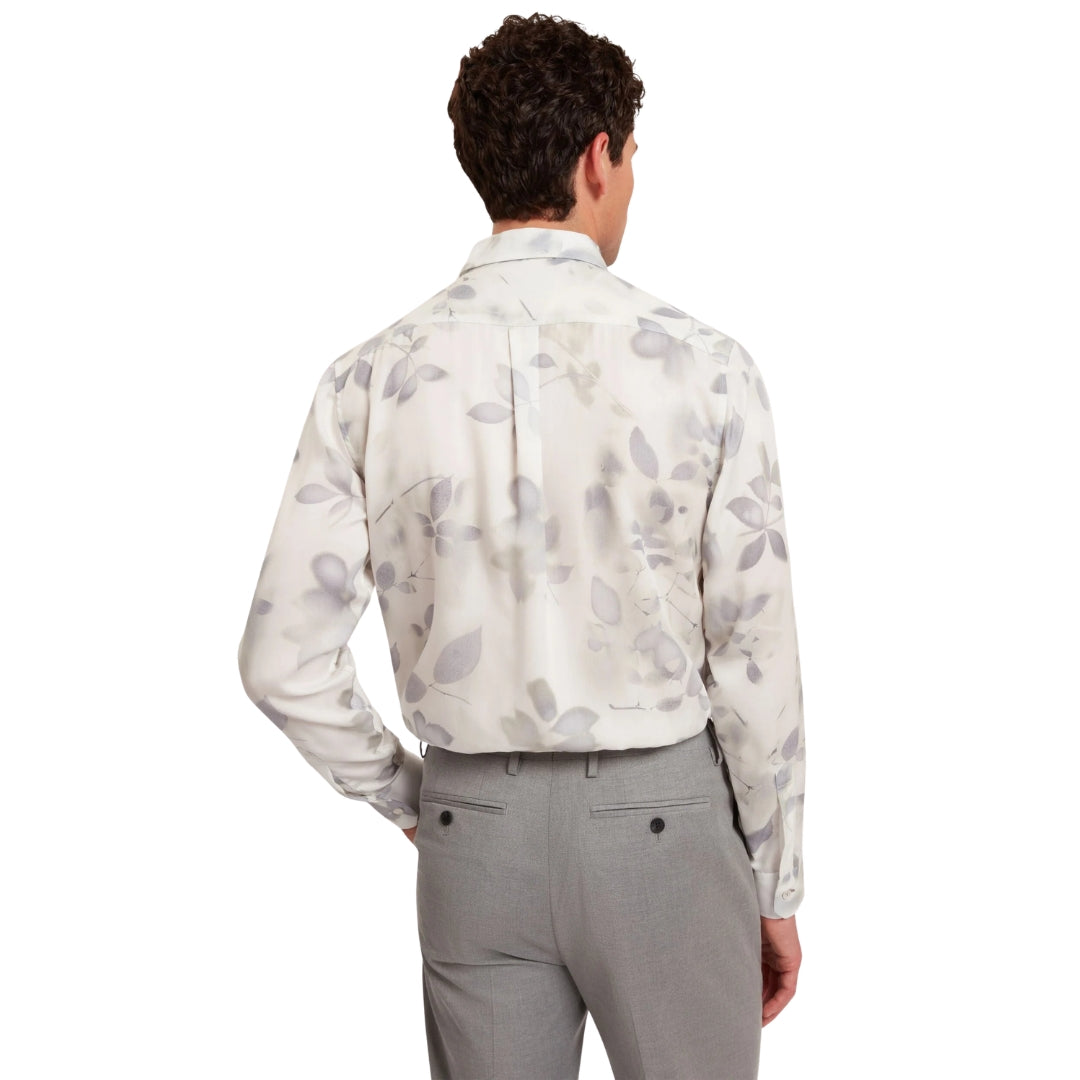 Ted Baker Kalmill Regular Fit Leaf Shadow Print White Shirt