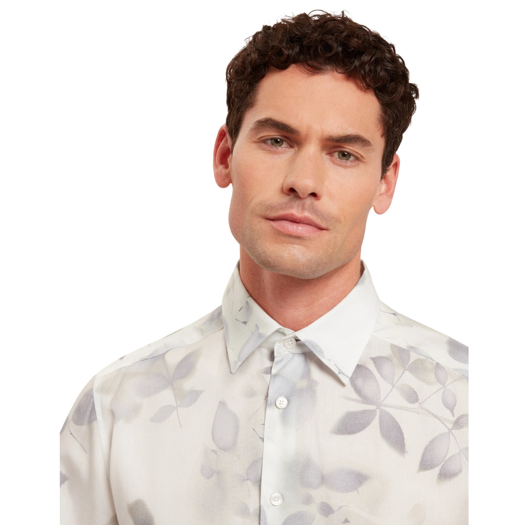 Ted Baker Kalmill Regular Fit Leaf Shadow Print White Shirt